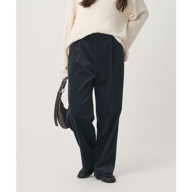 コットン コーデュロイ ストレート パンツ ウォッシャブル （NAVY）