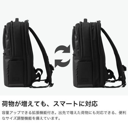 正規品1年保証 ビジネスリュック メンズ 大容量 ビジネスバッグ 軽量 PC バックパック 通勤 拡張 A4 B4 撥水 2層 BAUER GEHEN II エキスパンダブルリュック 60402 （ブラック）｜詳細画像
