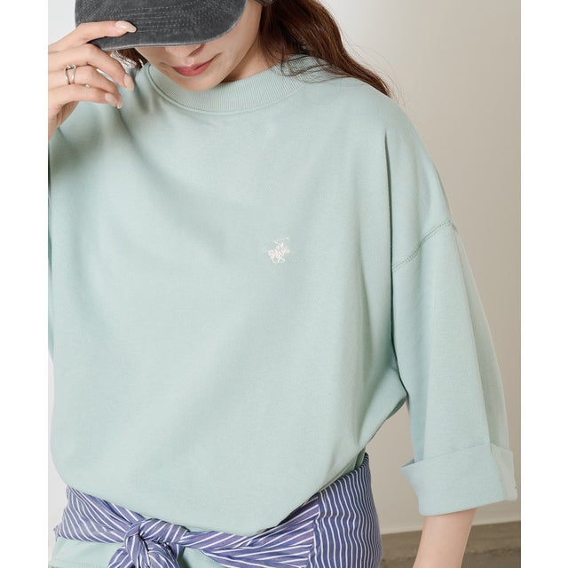 ロールアップワイドTシャツ ワンポイントロゴ 裏毛 6282-7602 MNY （ミント）