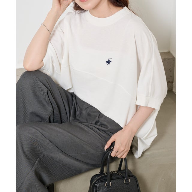 ボックスシルエットTシャツ ワンポイントロゴ 裏毛 6282-7601 MNY （オフホワイト）
