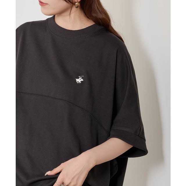 ボックスシルエットTシャツ ワンポイントロゴ 裏毛 6282-7601 MNY （ブラック）