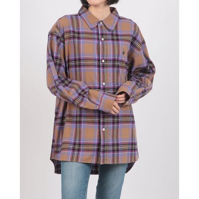 BHPC ネル チェックシャツ ルーズ シルエット レディース こなれ感 秋 コーデ 定番 上品 羽織 （キャメル）｜詳細画像
