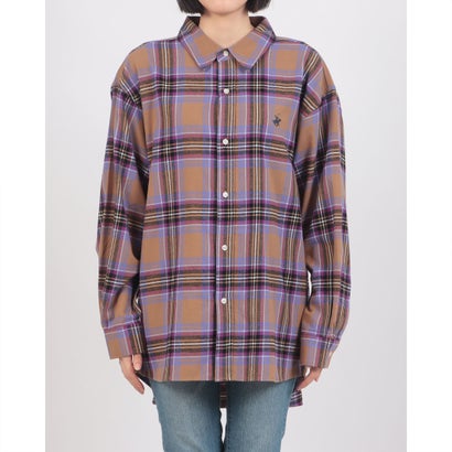 BHPC ネル チェックシャツ ルーズ シルエット レディース こなれ感 秋 コーデ 定番 上品 羽織 （キャメル）｜詳細画像