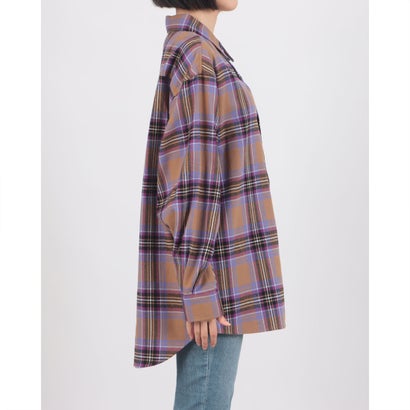 BHPC ネル チェックシャツ ルーズ シルエット レディース こなれ感 秋 コーデ 定番 上品 羽織 （キャメル）｜詳細画像