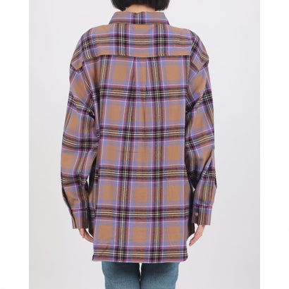 BHPC ネル チェックシャツ ルーズ シルエット レディース こなれ感 秋 コーデ 定番 上品 羽織 （キャメル）｜詳細画像