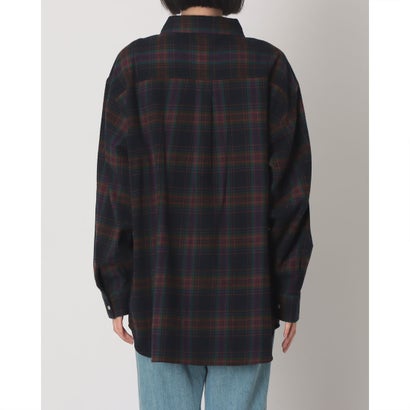 BHPC ネル チェックシャツ ルーズ シルエット レディース こなれ感 秋 コーデ 定番 上品 羽織 （ネイビー）｜詳細画像