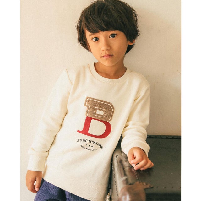 マシュマロ 裏毛 ロゴ 刺繍 トレーナー (90~150cm) （オフホワイト）