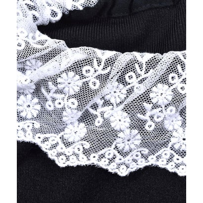 起毛 フライス レース 襟 Tシャツ (90~150cm) （ネイビー）｜詳細画像