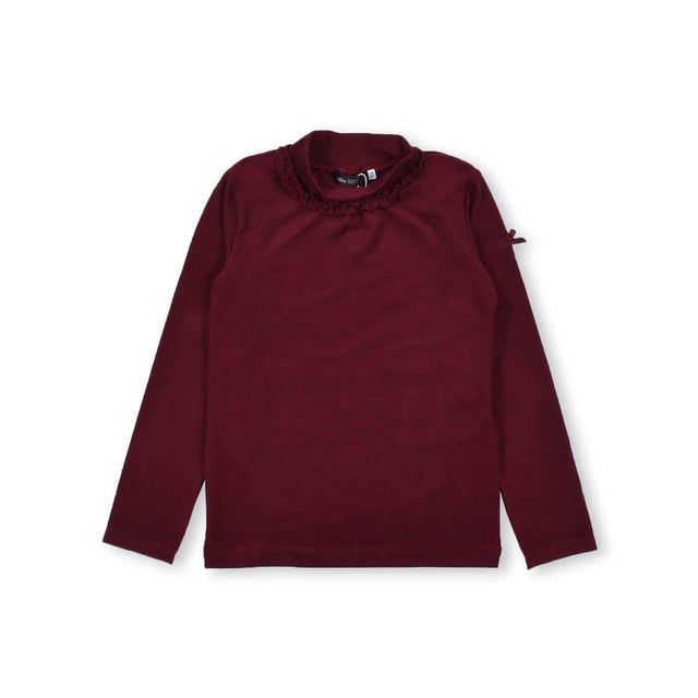 日本製 ミップ ストレッチ スウェード ハイネック Tシャツ (80~150cm （ボルドー）