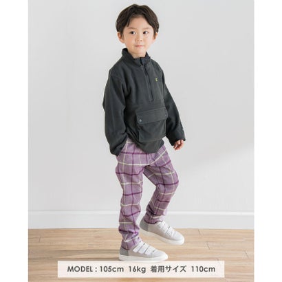グレンチェック テーパード パンツ (90~150cm) （パープル系）｜詳細画像
