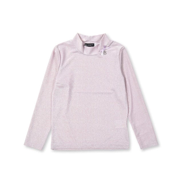 シャイニーシアーハイネック長袖Tシャツ(100~150cm) （ピンク）