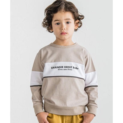 ベベ BeBe 切り替えライン長袖ビッグTシャツ(90~160cm) （ベージュ）｜詳細画像