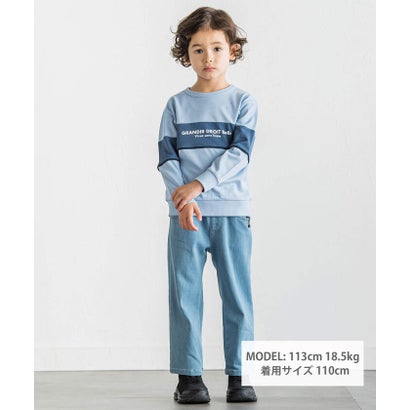 ベベ BeBe 切り替えライン長袖ビッグTシャツ(90~160cm) （ベージュ）｜詳細画像