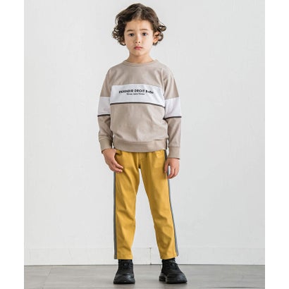 ベベ BeBe 切り替えライン長袖ビッグTシャツ(90~160cm) （ベージュ）｜詳細画像