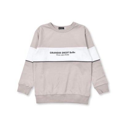 ベベ BeBe 切り替えライン長袖ビッグTシャツ(90~160cm) （ベージュ）｜詳細画像