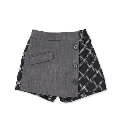 ベベ BeBe 【お揃い】ウール調チェック切り替えラップショートパンツ(100~160cm) （グレー）｜詳細画像