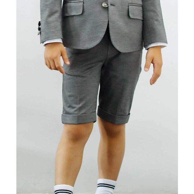 モクロディ裾ダブルスラックスハーフパンツ(110~130cm) （グレー）