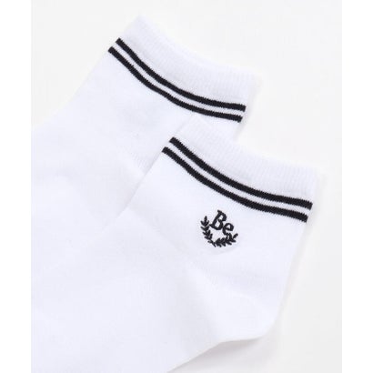 刺しゅう入りラインクルーソックス(11~24cm) （ホワイト）｜詳細画像