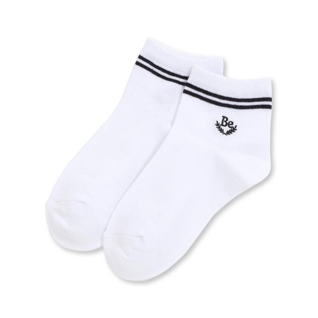 刺しゅう入りラインクルーソックス(11~24cm) （ホワイト）