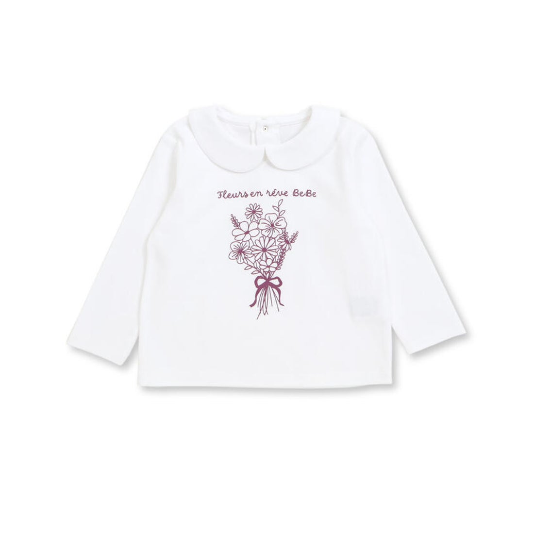 ベベ BeBe ブロード小花柄ジャンパースカート+丸襟長袖Tシャツセット 