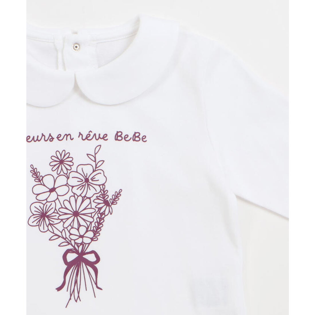 ベベ BeBe ブロード小花柄ジャンパースカート+丸襟長袖Tシャツセット 