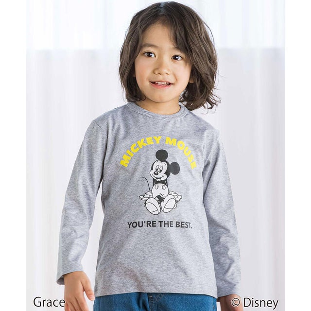 【Disney(ディズニー)】プリント天竺長袖Tシャツ(90~ （グレー）