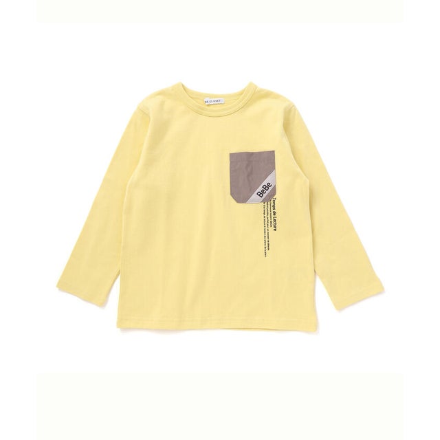 【抗菌防臭・UVカット】タフタポケットロゴプリント天竺長袖Tシャツ(90~130 （イエロー）