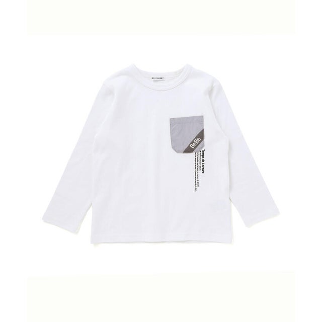 【抗菌防臭・UVカット】タフタポケットロゴプリント天竺長袖Tシャツ(90~130 （ホワイト）