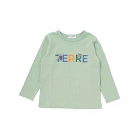 【抗菌・防臭】TERREアニマルロゴプリント天竺長袖Tシャツ(90~130cm) （グリーン）