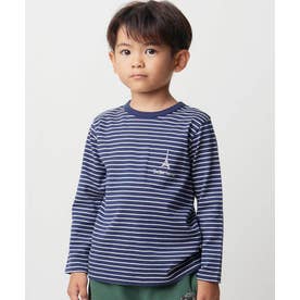 【抗菌・防臭】ワンポイント刺しゅう天竺長袖Tシャツ(90~130cm) （ネイビー系）