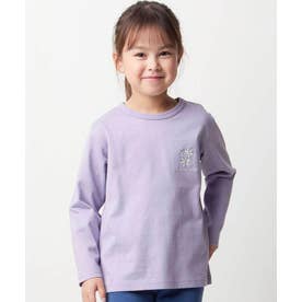 【抗菌・防臭】ワンポイント刺しゅう天竺長袖Tシャツ(90~130cm) （パープル）