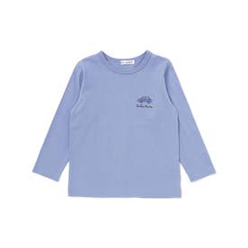【抗菌・防臭】ワンポイント刺しゅう天竺長袖Tシャツ(90~130cm) （ブルー）
