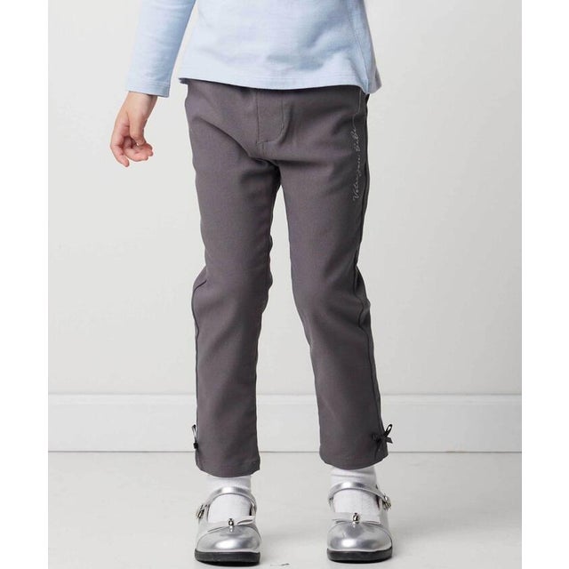 ストレッチツイル裾リボンスリムロングパンツ(90~160cm) （グレー）