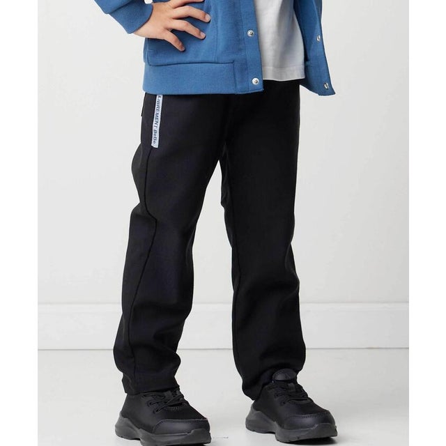 ストレッチツイルサイドテープストレートロングパンツ(90~160cm) （ブラック）