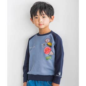 【JALコラボ】ラグラン配色ワッペントレーナー(100~130cm) （ブルー）