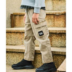 バレルレッグツイルカーゴロングパンツ(90~150cm) （ブラウン）