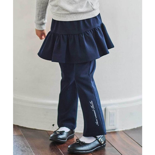 リムーバブルスカートオックスフレアロングパンツ(100~150cm) （ネイビー）