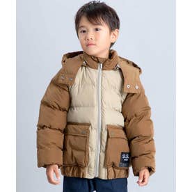 【撥水加工】配色タフタ4way中綿コート(90~150cm) （ベージュ）