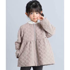 フラワーキルトタフタノーカラー中綿ブルゾン(90~150cm) （ベージュ）