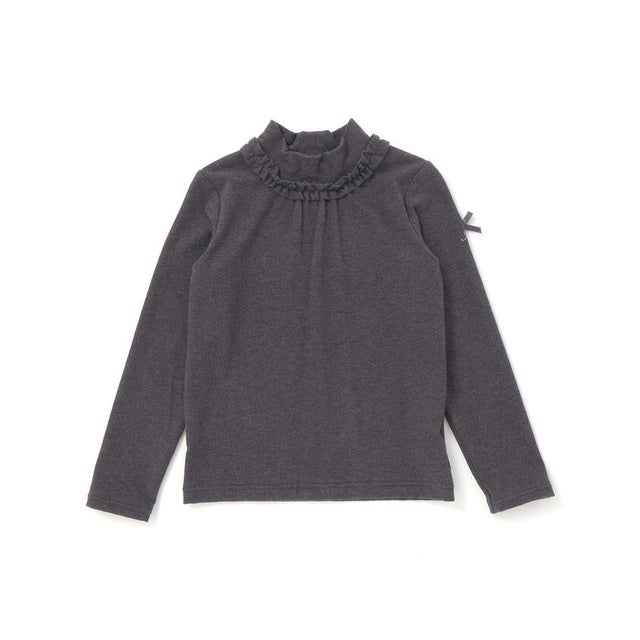 【日本製】ミップスウェードフリルハイネックTシャツ(80~160cm) （グレー）