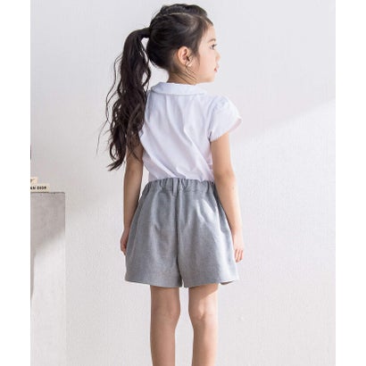 裾カットウエストベルト風キュロットパンツ(95~150cm) （グレー系）｜詳細画像