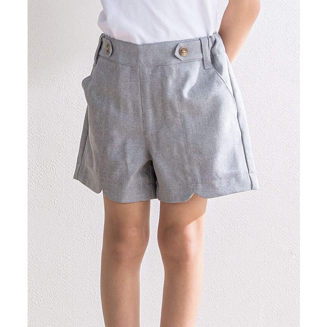 裾カットウエストベルト風キュロットパンツ(95~150cm) （グレー系）