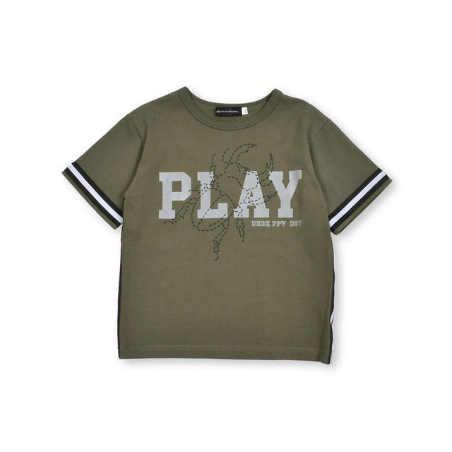 リフレクタープリント＋テープTシャツ(95~150cm) （グリーン）