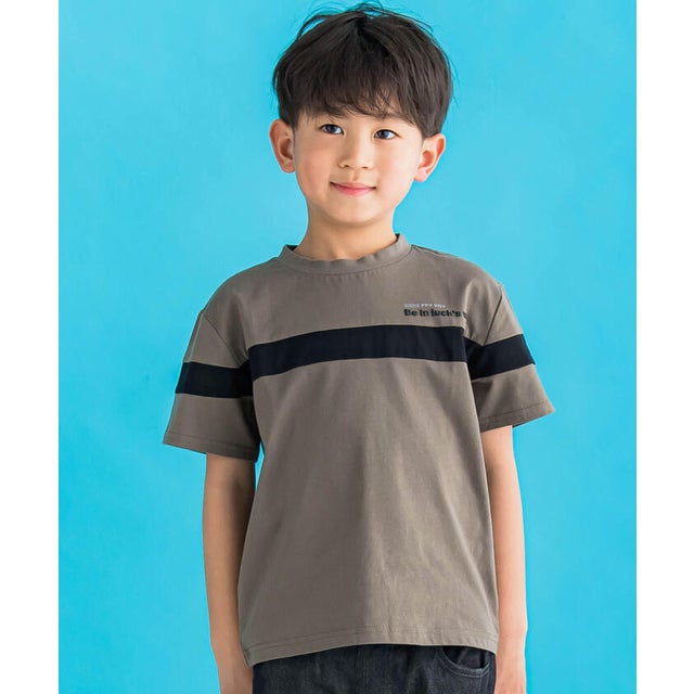 切り替えバイカラーTシャツ(95~150cm) （グリーン）