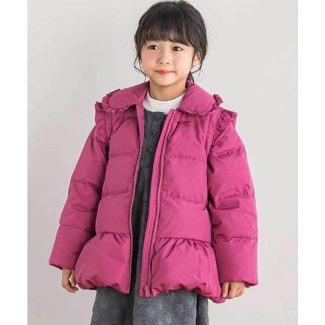 【店舗限定】タフタ＋ポンチ2WAYダウンコート(95~160cm) （パープル）