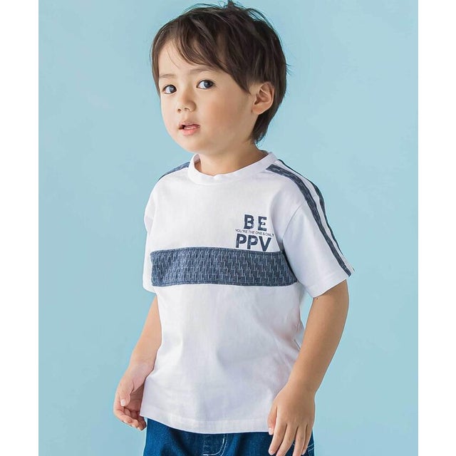 【店舗限定】立体ライン天竺半袖Tシャツ(95～150cm) （ホワイト系）