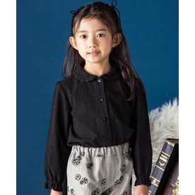 フラワージャガードブラウス(95~150cm) （ブラック）