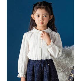 フラワージャガードブラウス(95~150cm) （ホワイト）