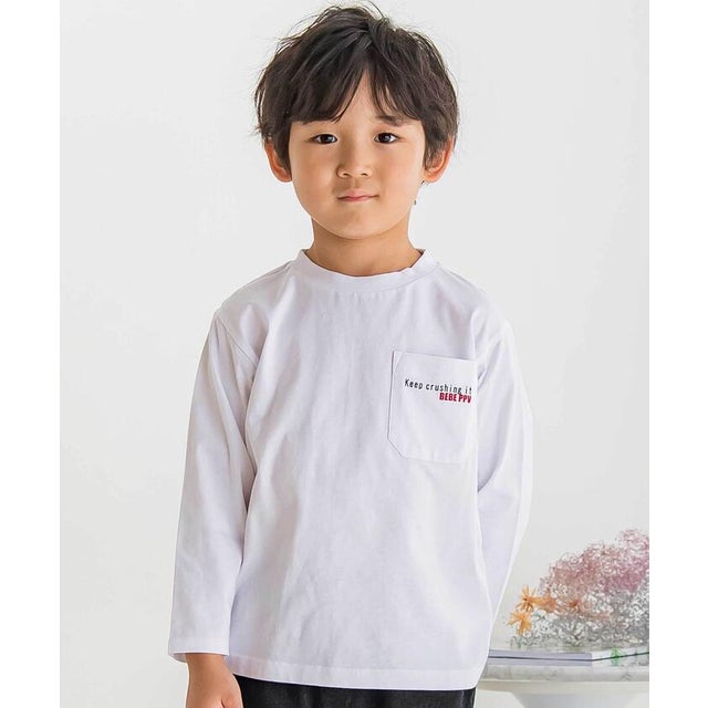 【店舗限定】サッカーバックプリントロングTシャツ(95~160cm) （ホワイト）