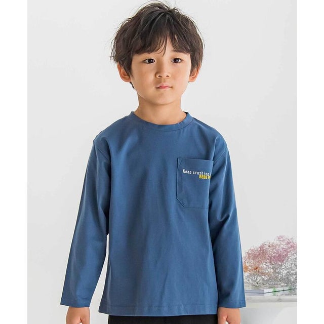 【店舗限定】サッカーバックプリントロングTシャツ(95~160cm) （ブルー）